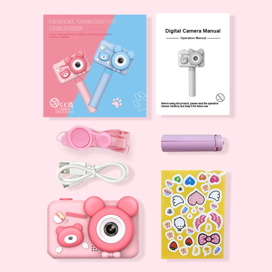 Kids Bear Digital Camera 1080P HD 26MP – Fun Gift for Children Kids Digital Camera Nixie
