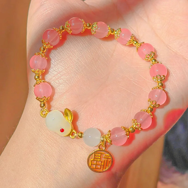 Vintage Imitation Hetian Jade Beaded Bracelet | Women's Gift