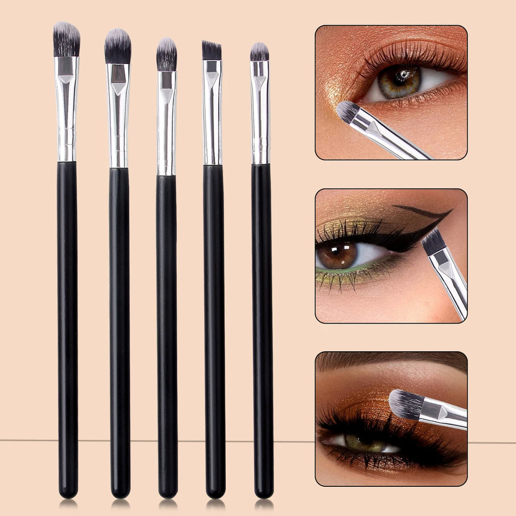 5-Piece Eye Makeup Brush Set – Eyeshadow & Blending Brushes Eye Makeup Brush Set Nixie black
