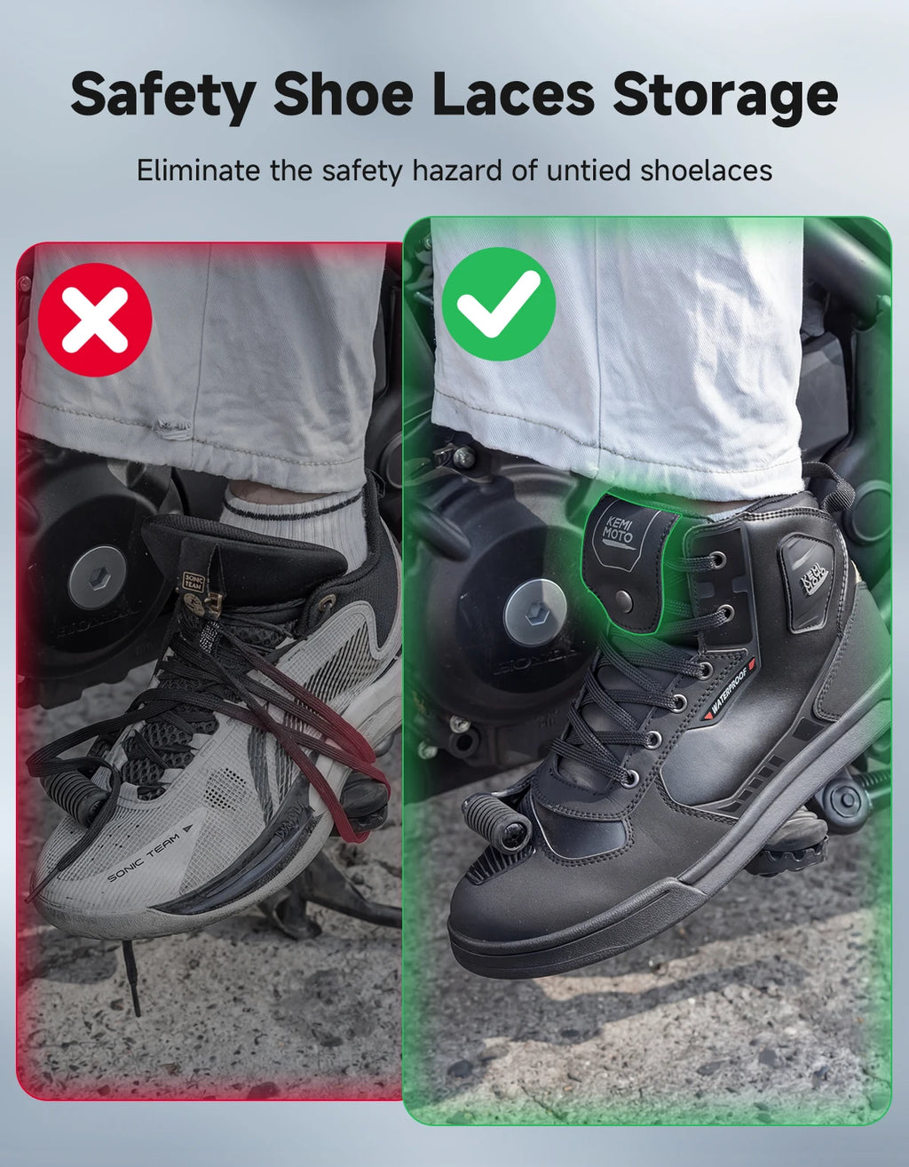 KEMITOUR Men's Waterproof Motorcycle Shoes | Ankle Protection Motorcycle Riding Shoes Nixie