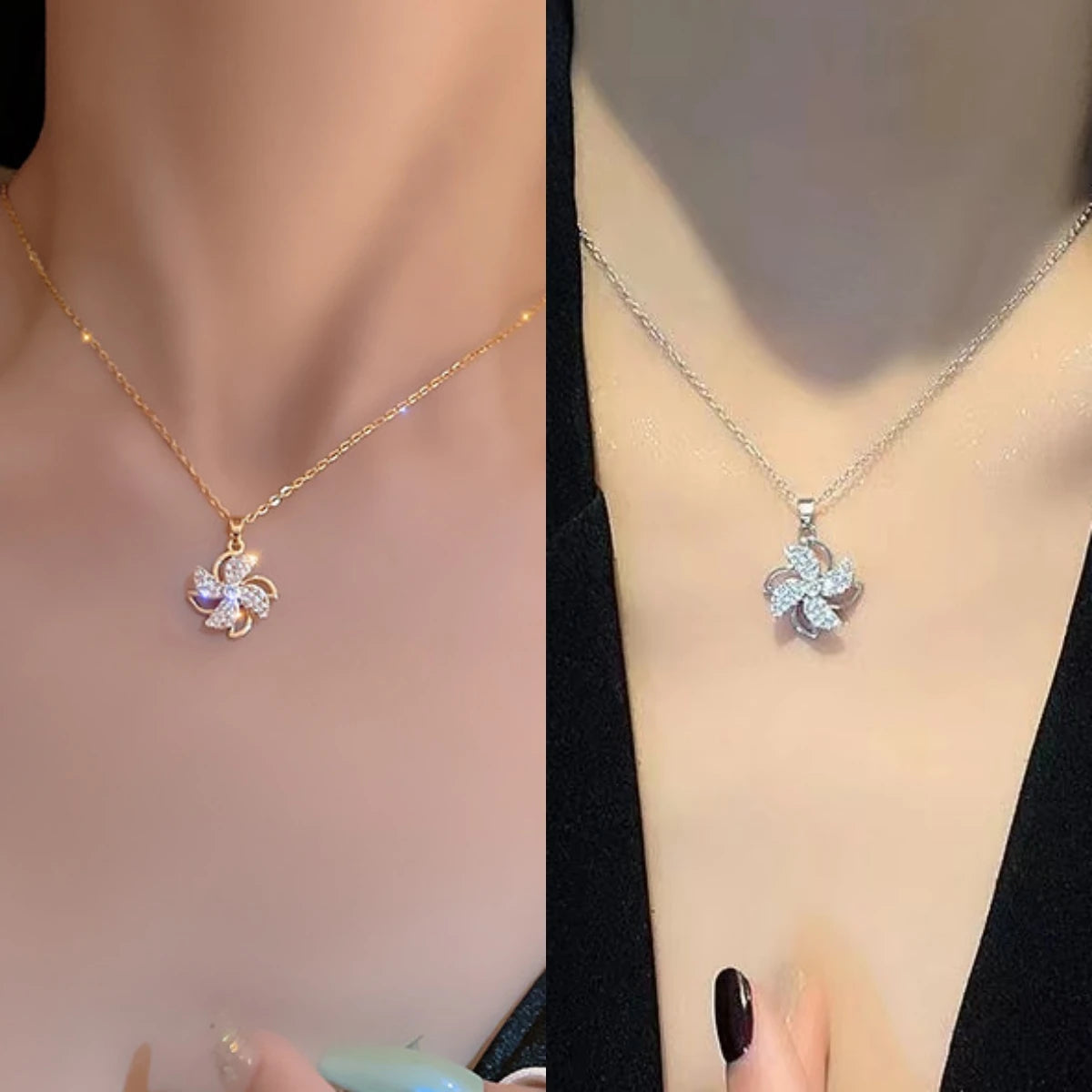 Rotating Windmill Pendant Necklace – Copper & Zircon | Nixie Pendant Necklace Nixie
