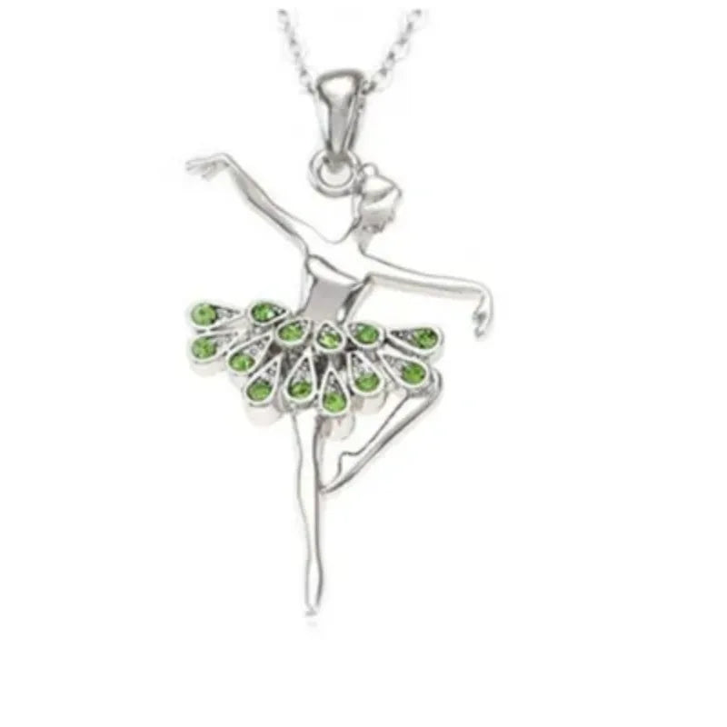Pink Ballet Dancer Glass Pendant Necklace – Dance Charm Pendant Necklace Nixie Cobalt violet