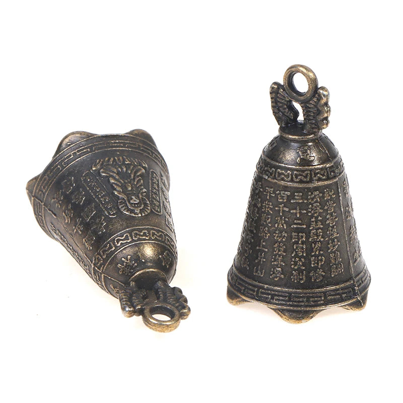 2pcs Mini Antique Brass Guanyin Bell Copper Sculpture Set Decorative Bell Sculpture Nixie