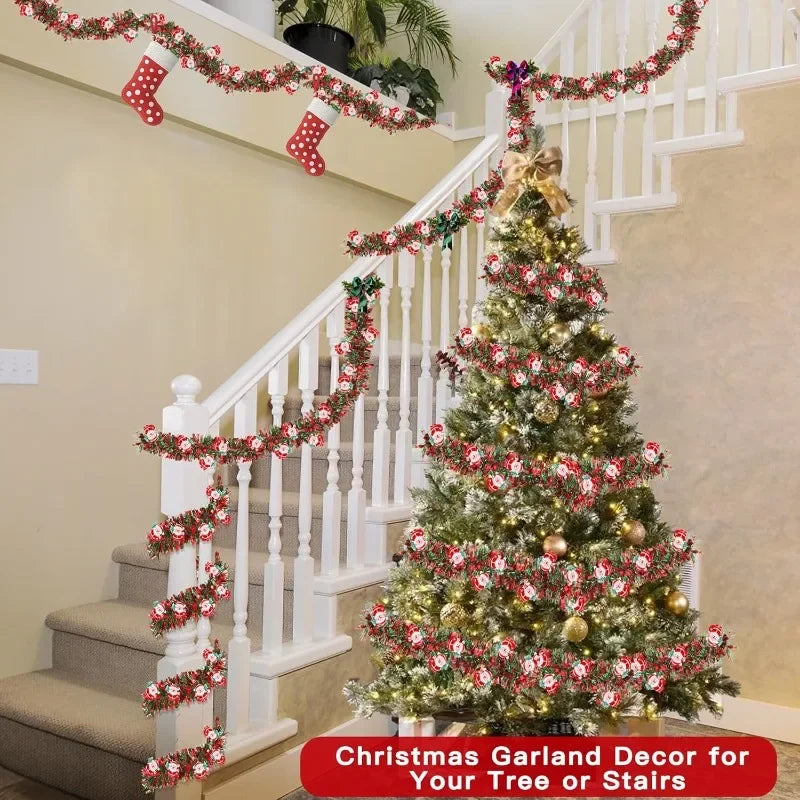 2M Christmas Tinsel Garland Red Green Snowman Ornaments Decor Christmas Tinsel Garland Nixie