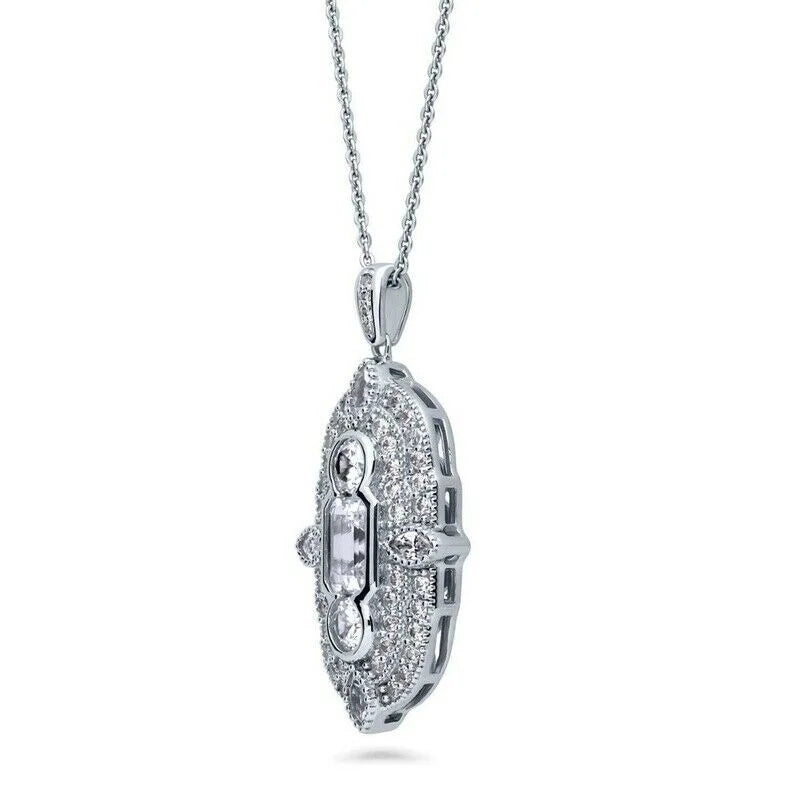 Silver CZ Art Deco Necklace & Earrings Set | Nixie