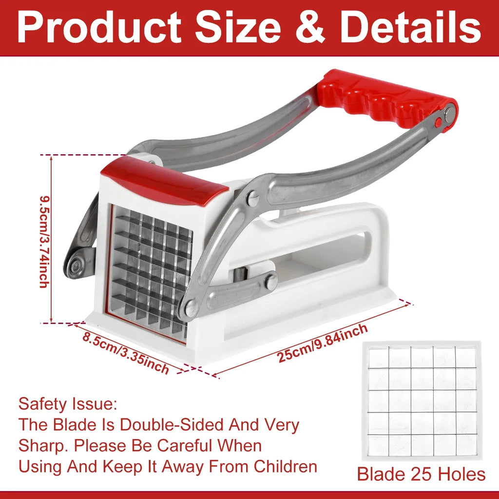 Stainless Steel French Fry Cutter – 25 & 49 Hole Blades French Fry Cutter Nixie