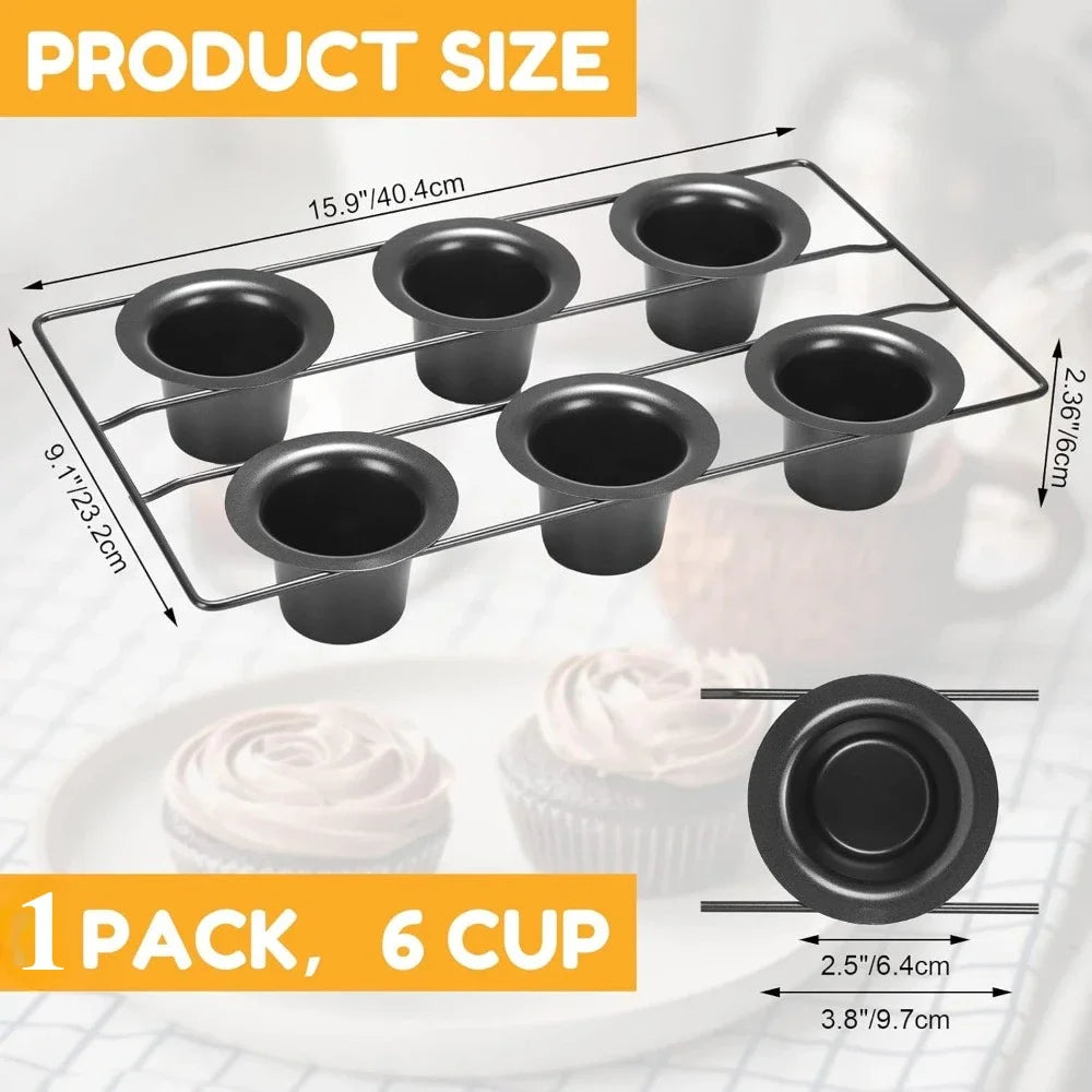 6-Cup Nonstick Popover & Muffin Pan – Stainless Steel Bakeware Nonstick Baking Pan Nixie