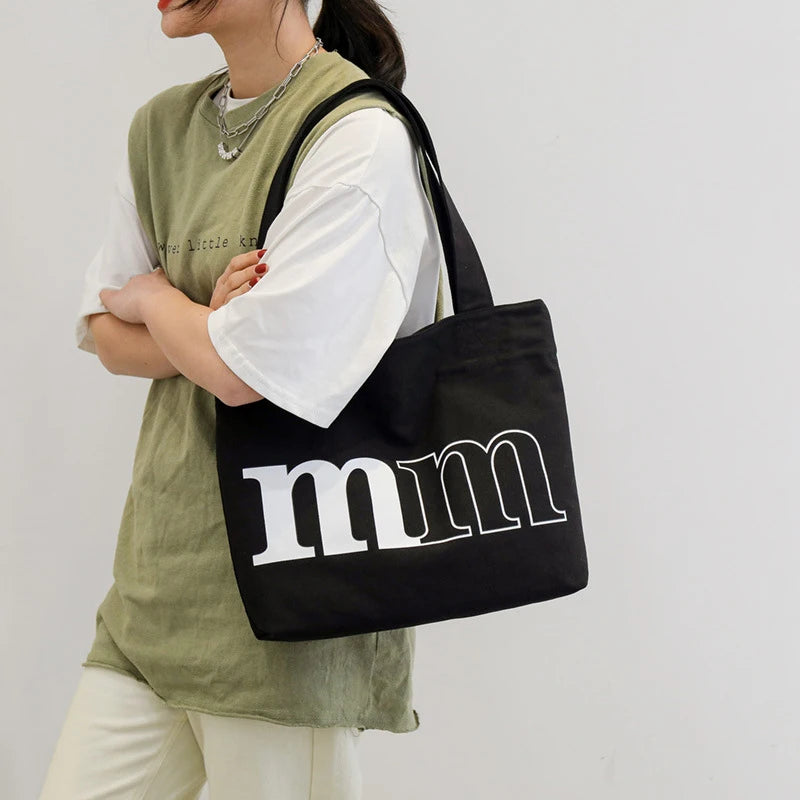 Women's Canvas Letter Shoulder Bag – Large Capacity Tote
