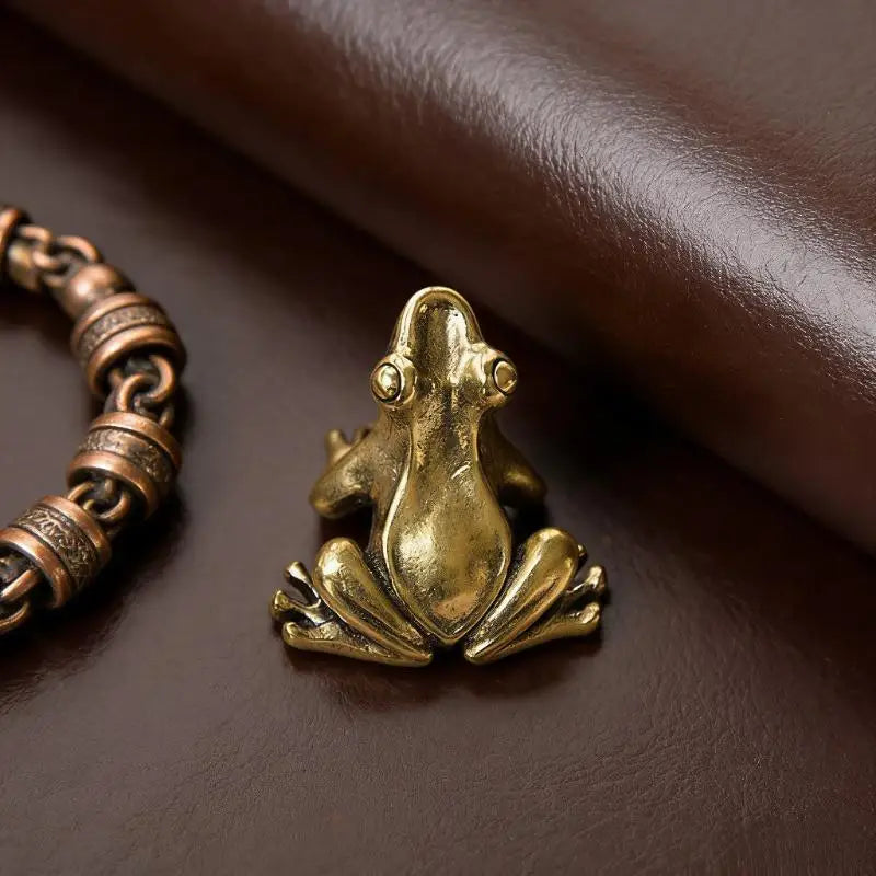 Vintage Alloy Frog Figurine – Collectible Antique Bronze Ornament Decorative Figurine Nixie A2