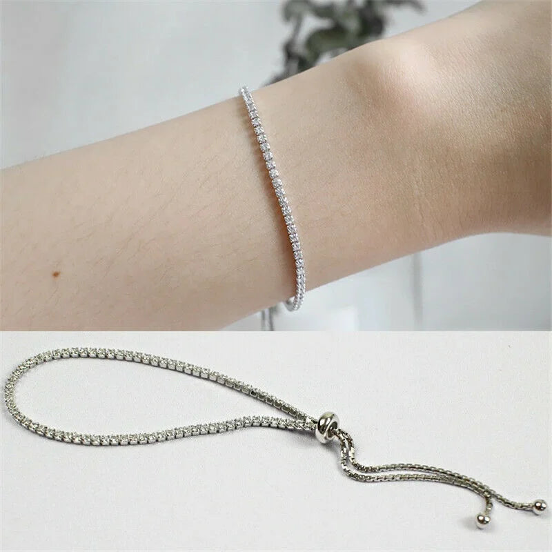 Adjustable Crystal Charm Bracelet 925 Silver Plated Cuff Bangle Charm Cuff Bracelet Nixie