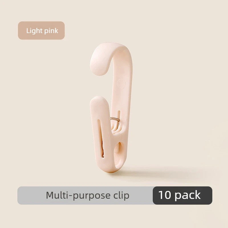 10PCS Plastic Hanging Clamp Hooks – Home Organizer Clips Hanging Organizer Clips Nixie 10pcs-Light pink