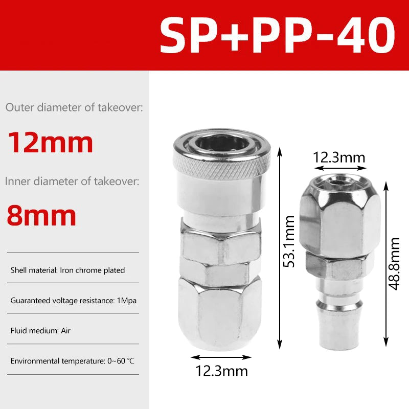 EU Type Pneumatic Quick Coupler Air Compressor Fitting 6–12MM Pneumatic Quick Coupler Nixie A4