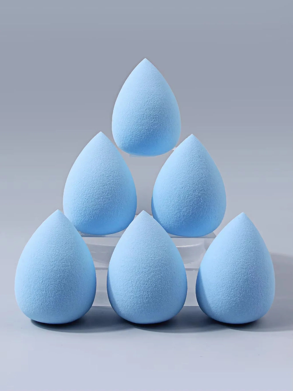 Blue Teardrop Makeup Puff Set – 6 Pc Non-Latex Sponges Makeup Sponge Set Nixie