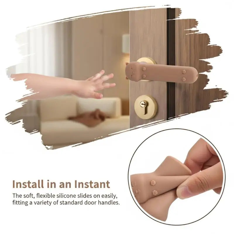 Cartoon Cat Silicone Door Knob Cover – Anti-Slip Safety Protector Door Knob Cover Nixie