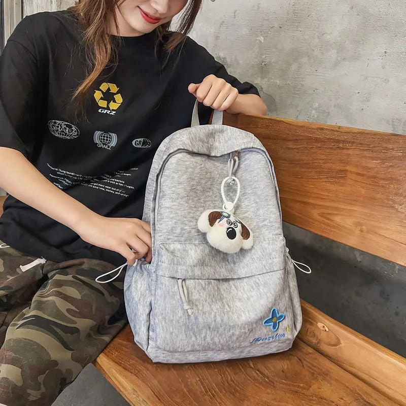 Japanese Snowflake Embroidered Canvas Backpack | Aesthetic Bag Embroidered Canvas Backpack Nixie