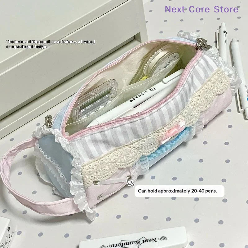 Cute Lace Pencil Case Large Capacity Stationery Pen Bag Pencil Case Nixie