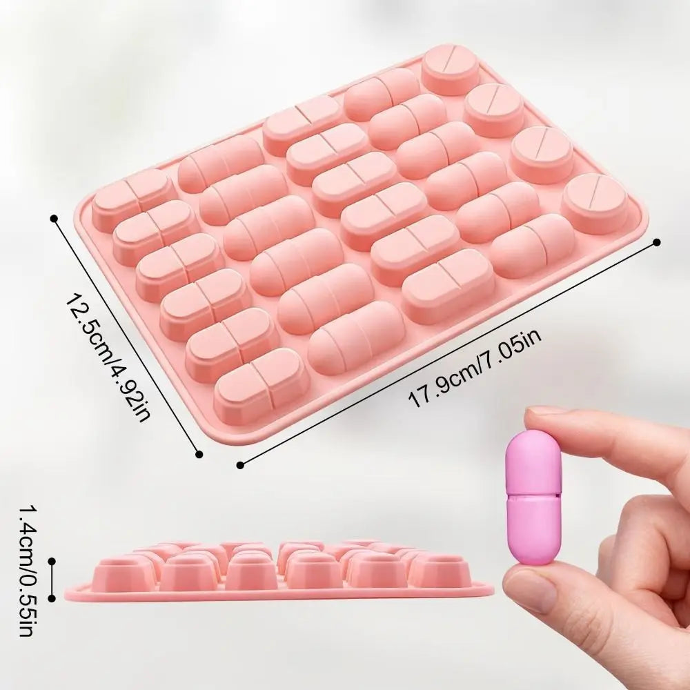 28-Cavity Silicone Capsule Mold for Candy, Chocolate & Gummies Silicone Baking Mold Nixie