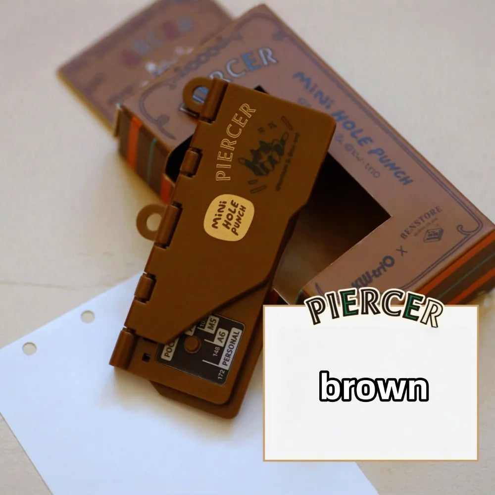 Retro Mini 3-Hole Punch Portable Card Punch M5 A7 A6 Mini Hole Punch Nixie Brown