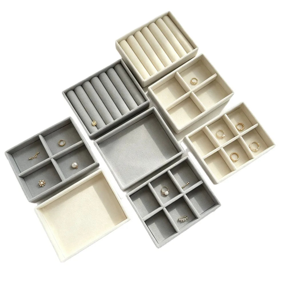 2PCS Velvet Jewelry Organizer Tray – Ring & Earring Storage Jewelry Storage Tray Nixie
