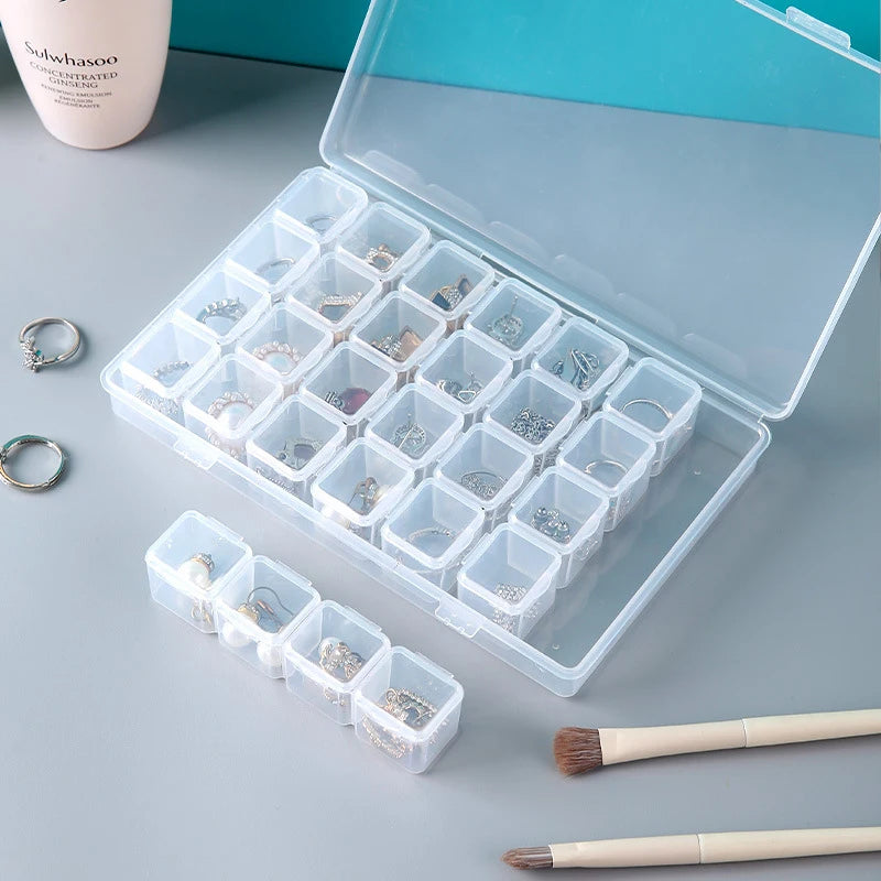 18-Grid Clear Plastic Jewelry Box Organizer for Beads & Earrings Jewelry Storage Box Nixie