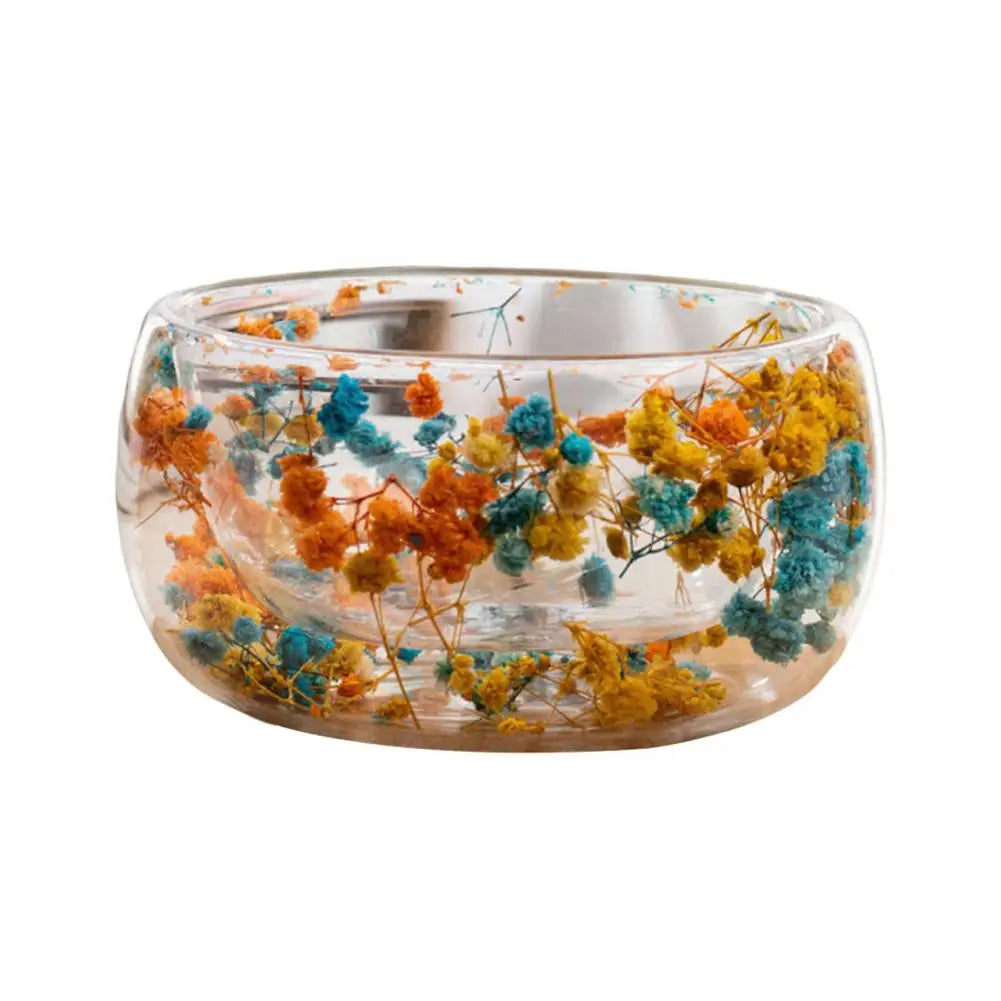 300ml Double-Walled Borosilicate Glass Bowl – Dried Flowers Decorative Glass Bowl Nixie Orange