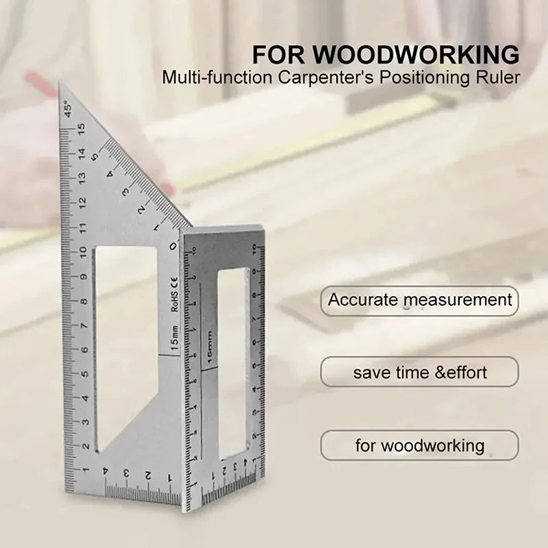 Aluminum Alloy Woodworking Angle Ruler 45 & 90 Degree Marking Gauge Woodworking Angle Ruler Nixie