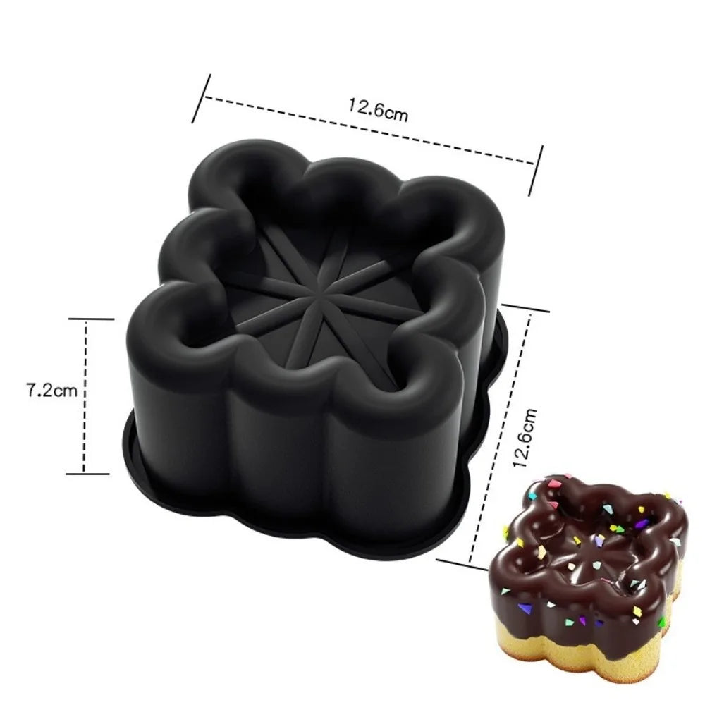 4-Piece Silicone Baking Mold Set – Round, Star, Square & Heart Silicone Baking Mold Nixie Black Square