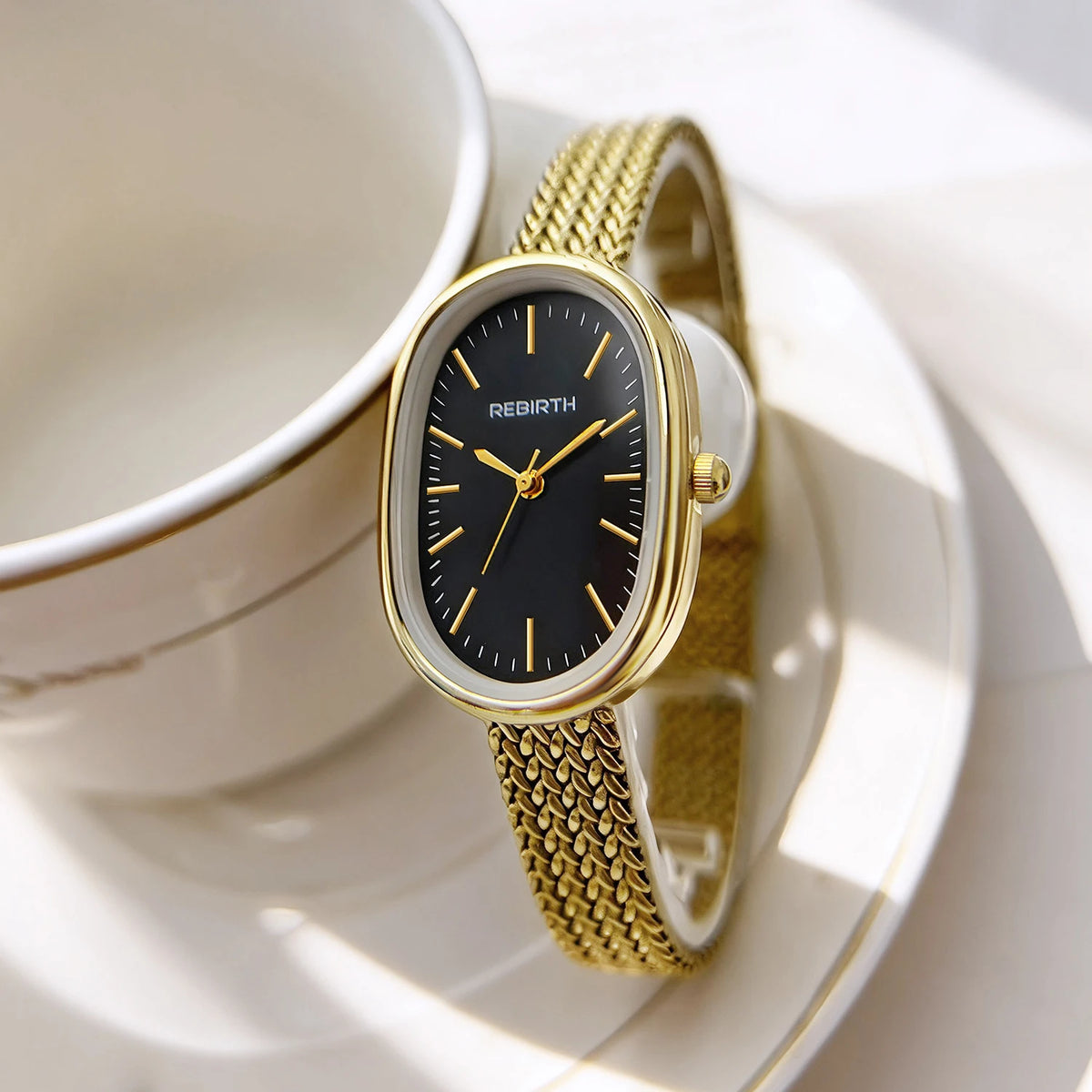 REBIRTH Women's Elegant Quartz Watch | Stainless Steel Band Women's Quartz Watch Nixie