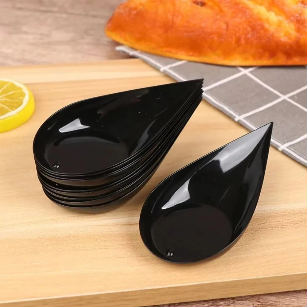50Pcs Teardrop Mini Appetizer Plates – Reusable Dessert Tasting