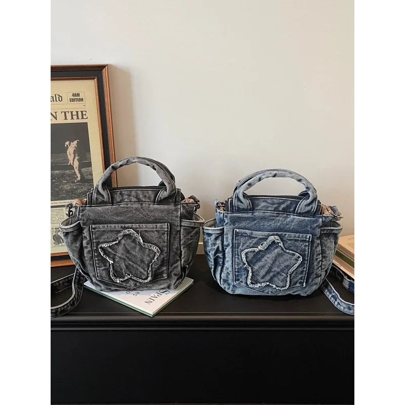 Large-Capacity Denim Crossbody Shoulder Bag for Women Denim Crossbody Bag Nixie