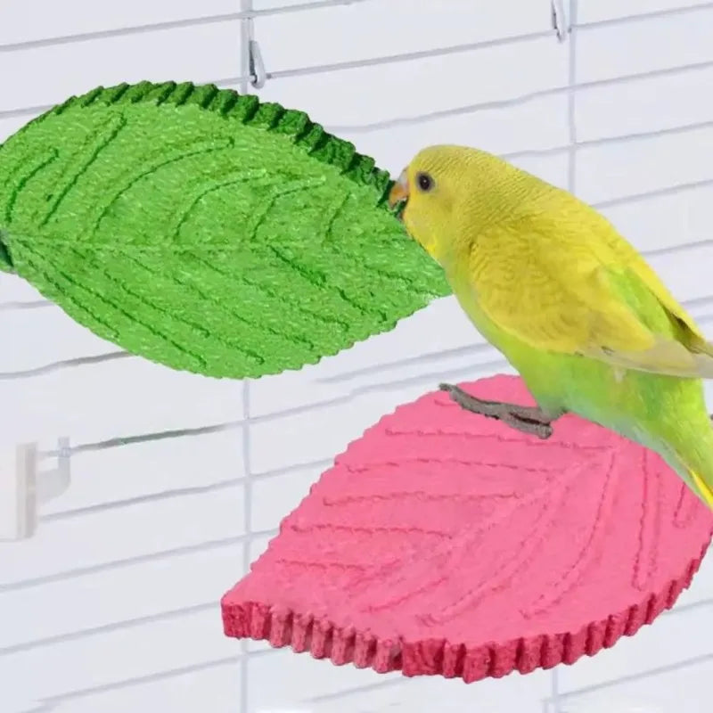 Leaf Shape Parrot Perch Resin Claw Grinding Platform 2pcs