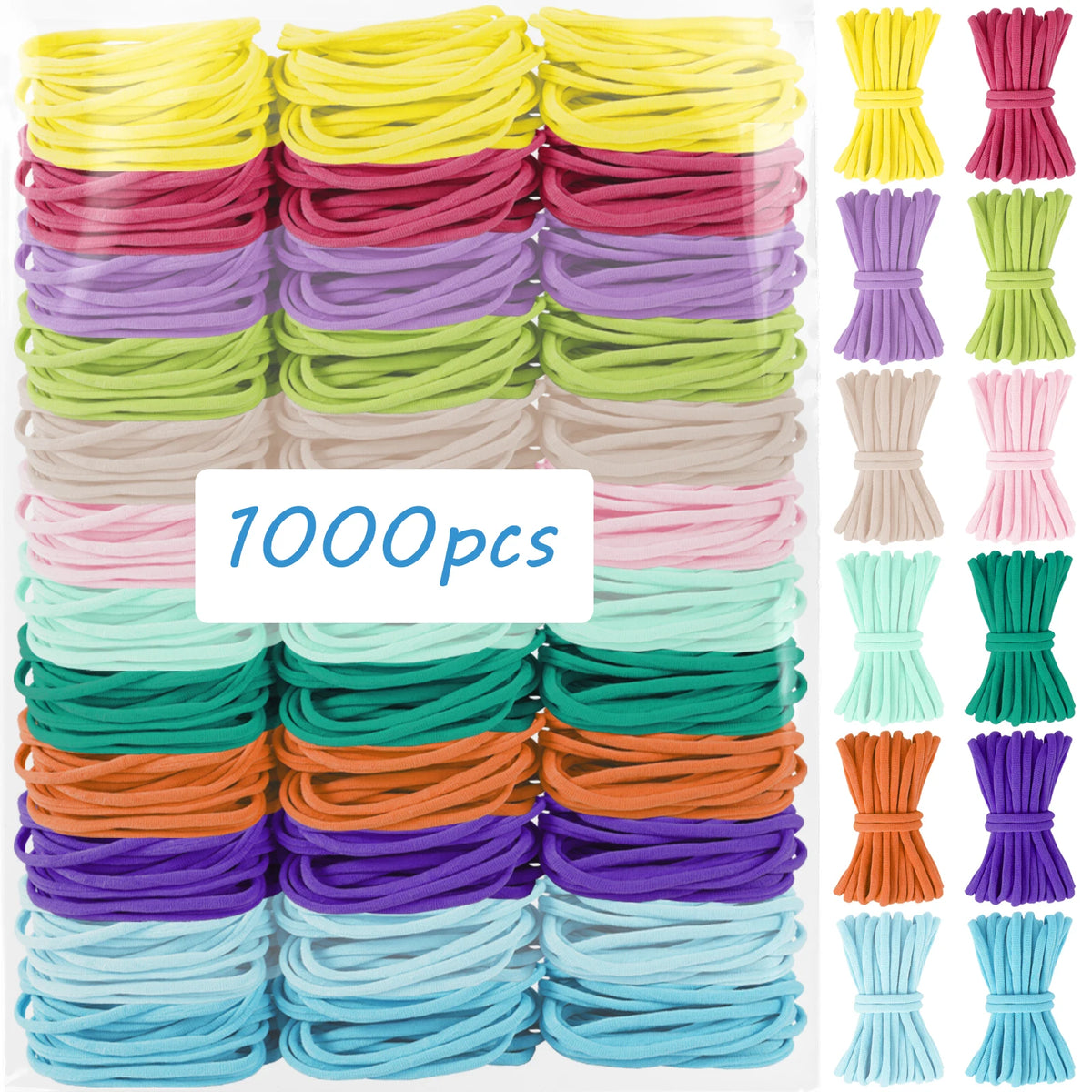 Elastic Loom Bands Refill Kit – 1000pcs DIY Weaving Set DIY Craft Weaving Kit Nixie 1000Pcs 12 Color B