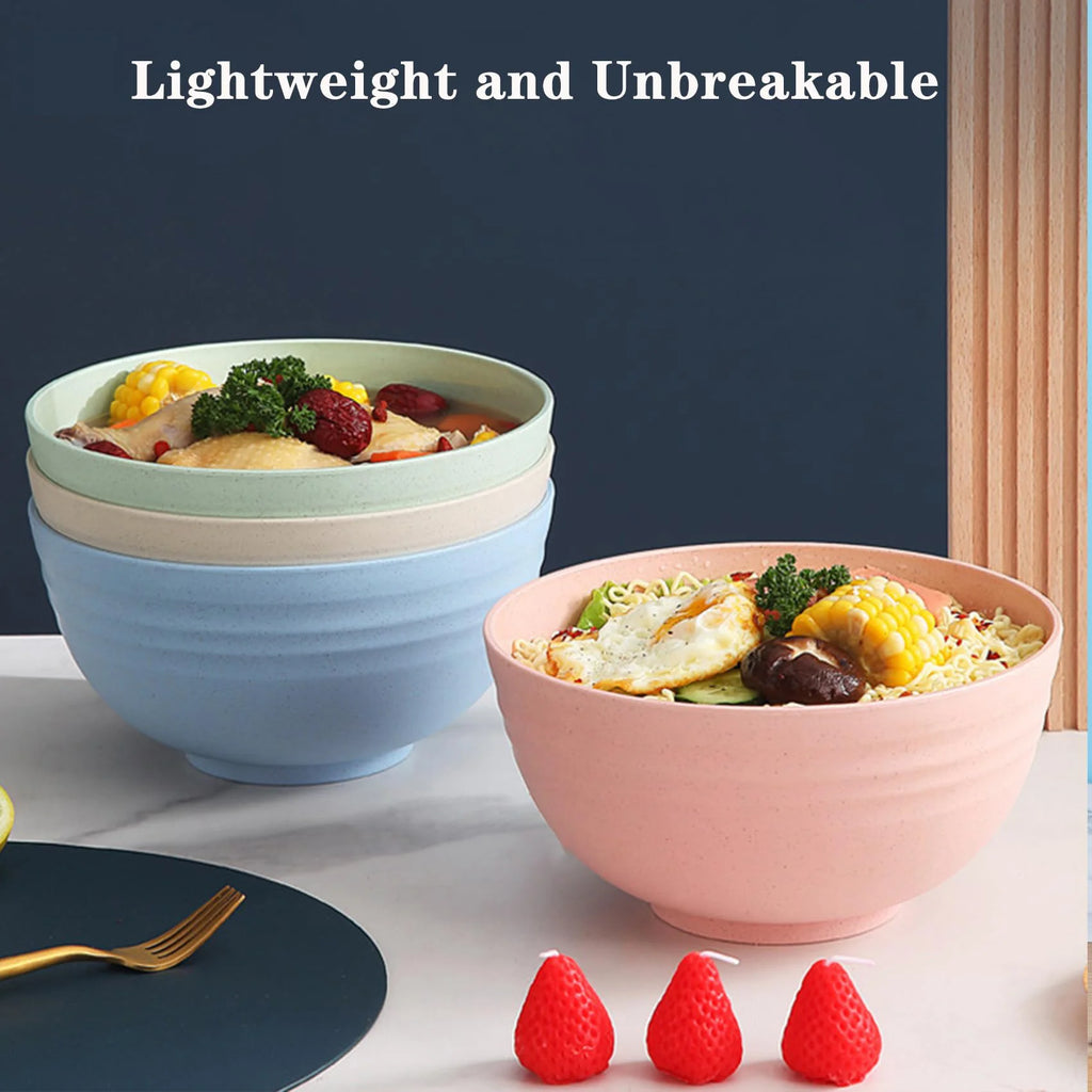 4-Piece Plastic Grain Bowl Set 24oz – Microwave & Dishwasher Safe Plastic Bowl Set Nixie
