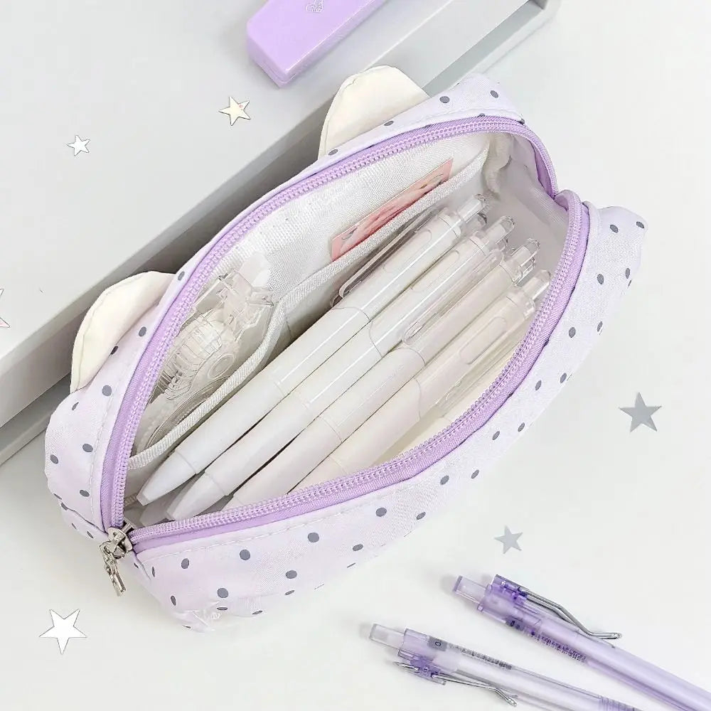 Kawaii Cat Ear Pencil Case Bear Print Pouch & Photo Window Pencil Case Pouch Nixie