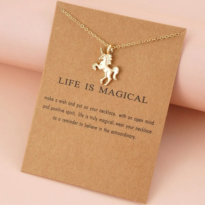 Unicorn Pendant Necklace Gold Plated Zinc Alloy – Women's Fashion Pendant Necklace Nixie