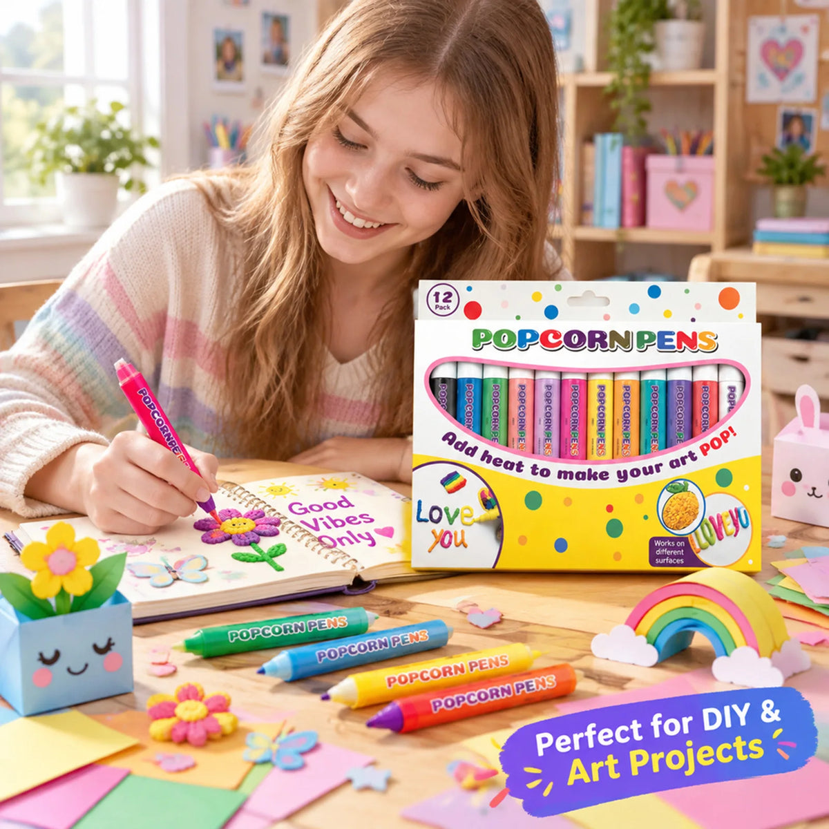 12-Color Puffy Paint Pens – Heat Activated 3D Art Markers Puffy Paint Pens Nixie