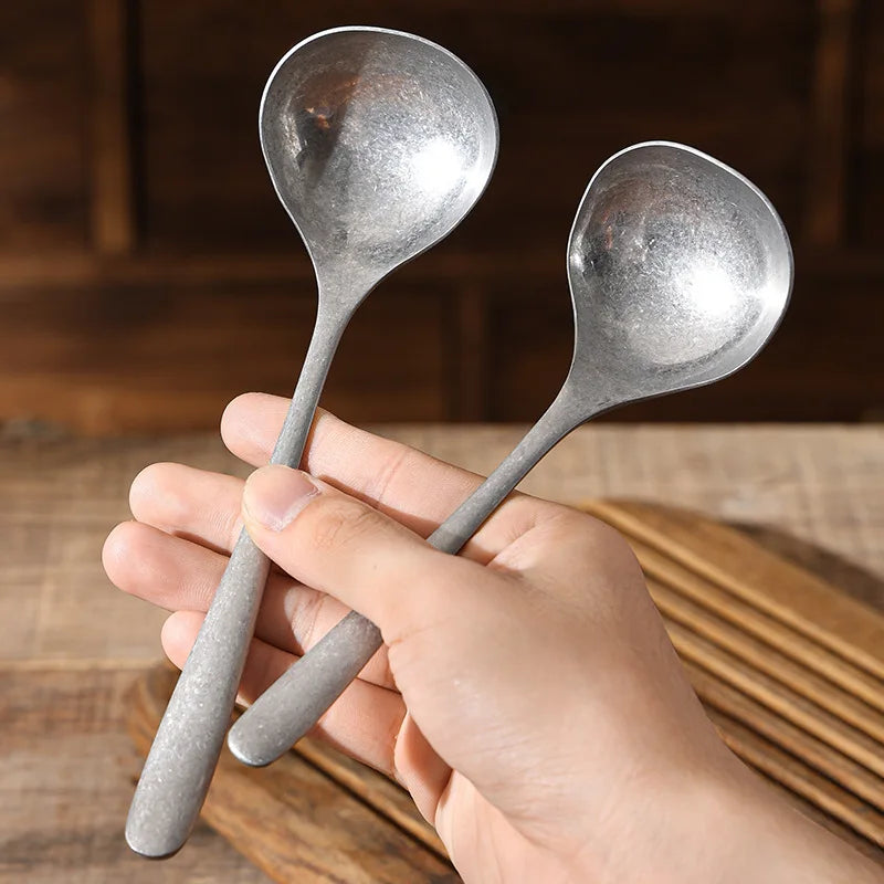 Vintage Industrial 304 Stainless Steel Soup & Rice Spoon Stainless Steel Spoon Nixie