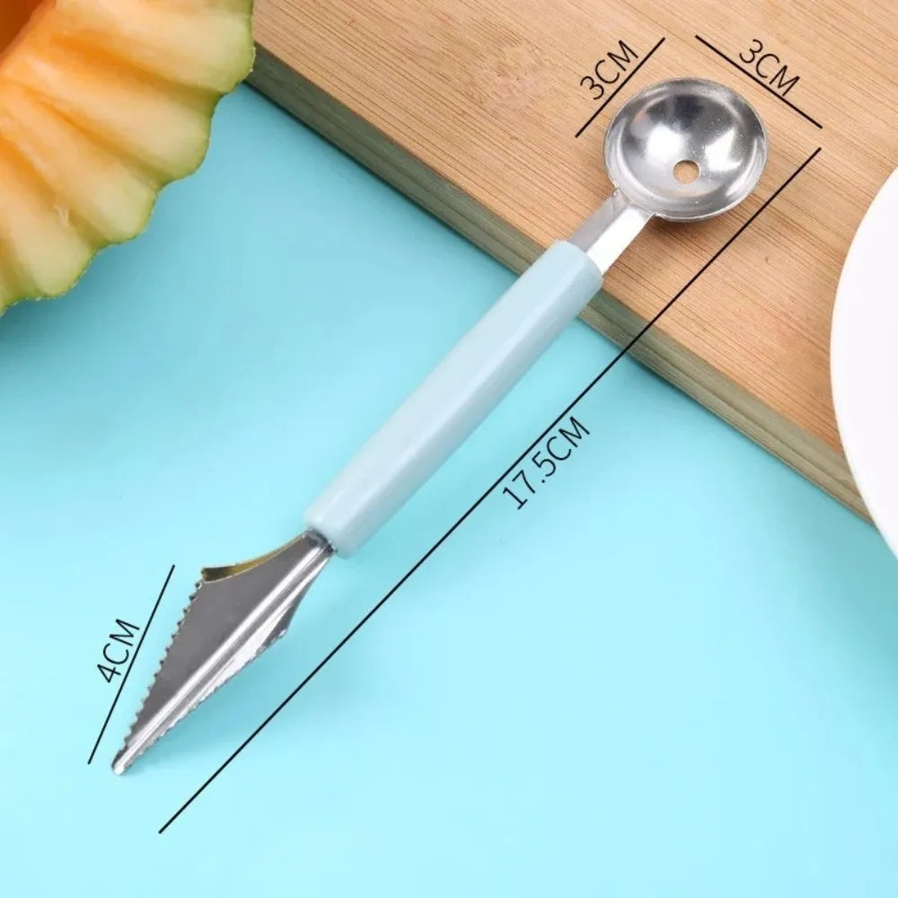 2-in-1 Stainless Steel Ice Cream Baller & Fruit Scoop Tool Fruit & Ice Cream Scoop Nixie Blue