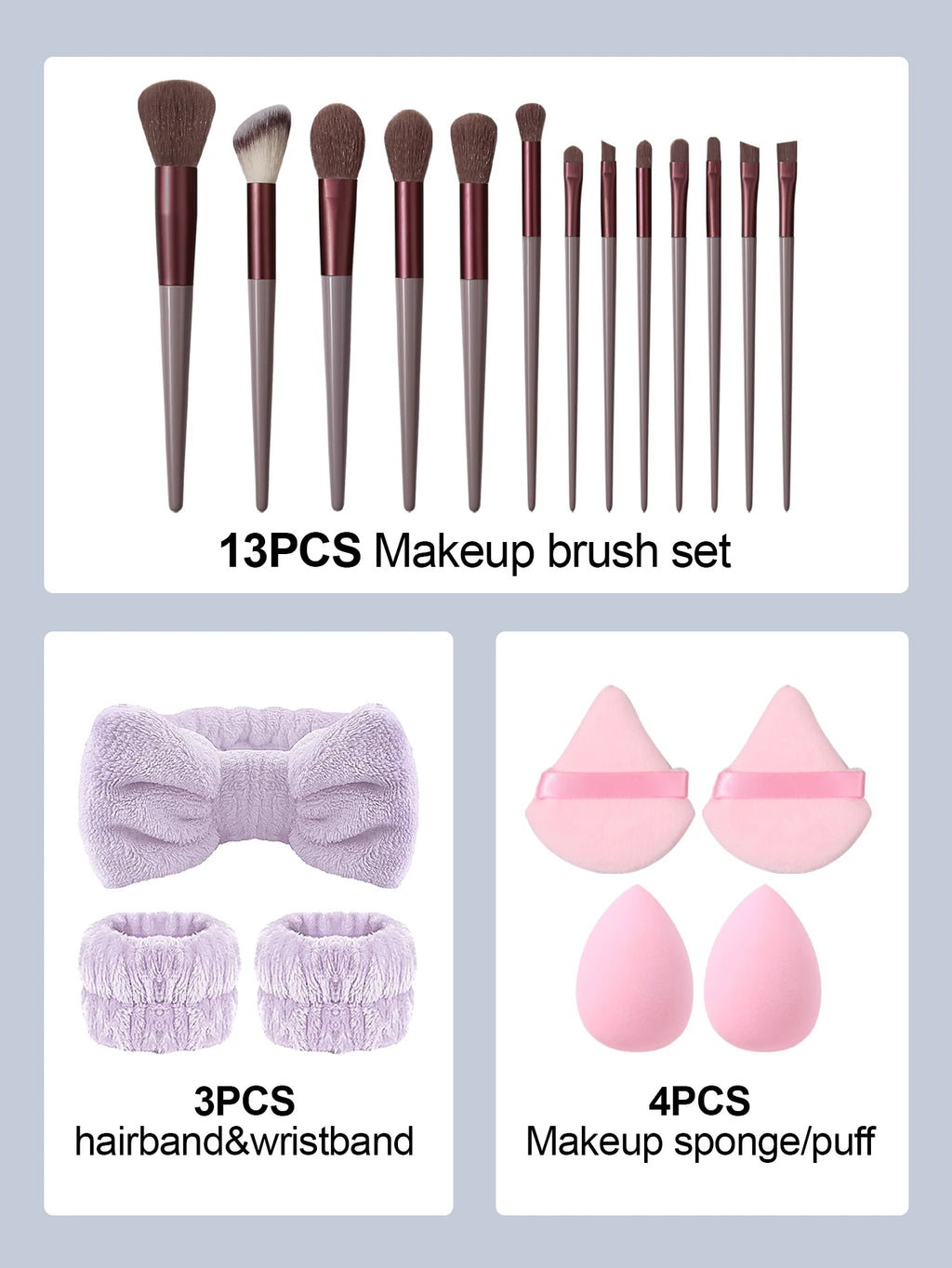 20Pc Makeup Brush Set – Sponges, Puffs, Hair Band Included Makeup Brush Set Nixie