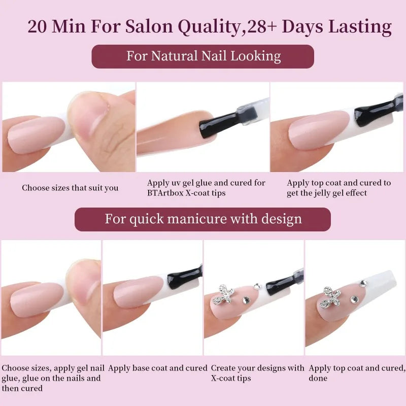 288 Pcs Press On Nails – Colorful Mixed Oval & Square Full Cover Tips Press On Nails Nixie