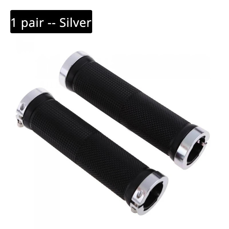 BUCKLOS Lock-On MTB Bike Grips – Non-Slip Rubber Handlebar MTB Handlebar Grips Nixie Silver