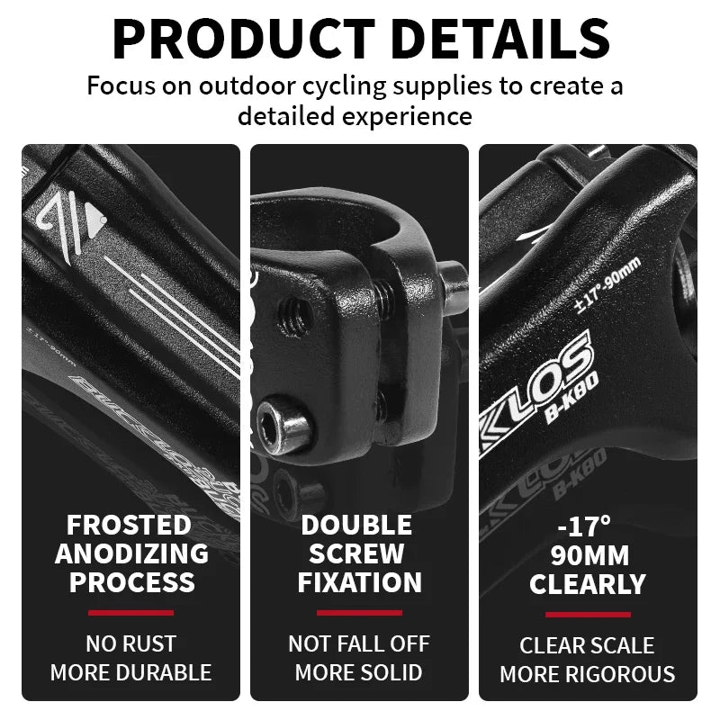 BUCKLOS 90mm -17° Negative MTB Bike Stem | Aluminum Alloy MTB Bike Stem Nixie