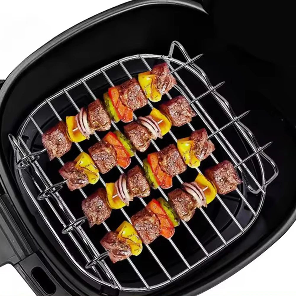 Stainless Steel BBQ Grill Set with Skewers & Bracket | Outdoor BBQ Grill Set Nixie