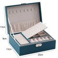 Double Layer PU Leather Jewelry Box – Travel Organizer Case Jewelry Storage Box Nixie Large Green