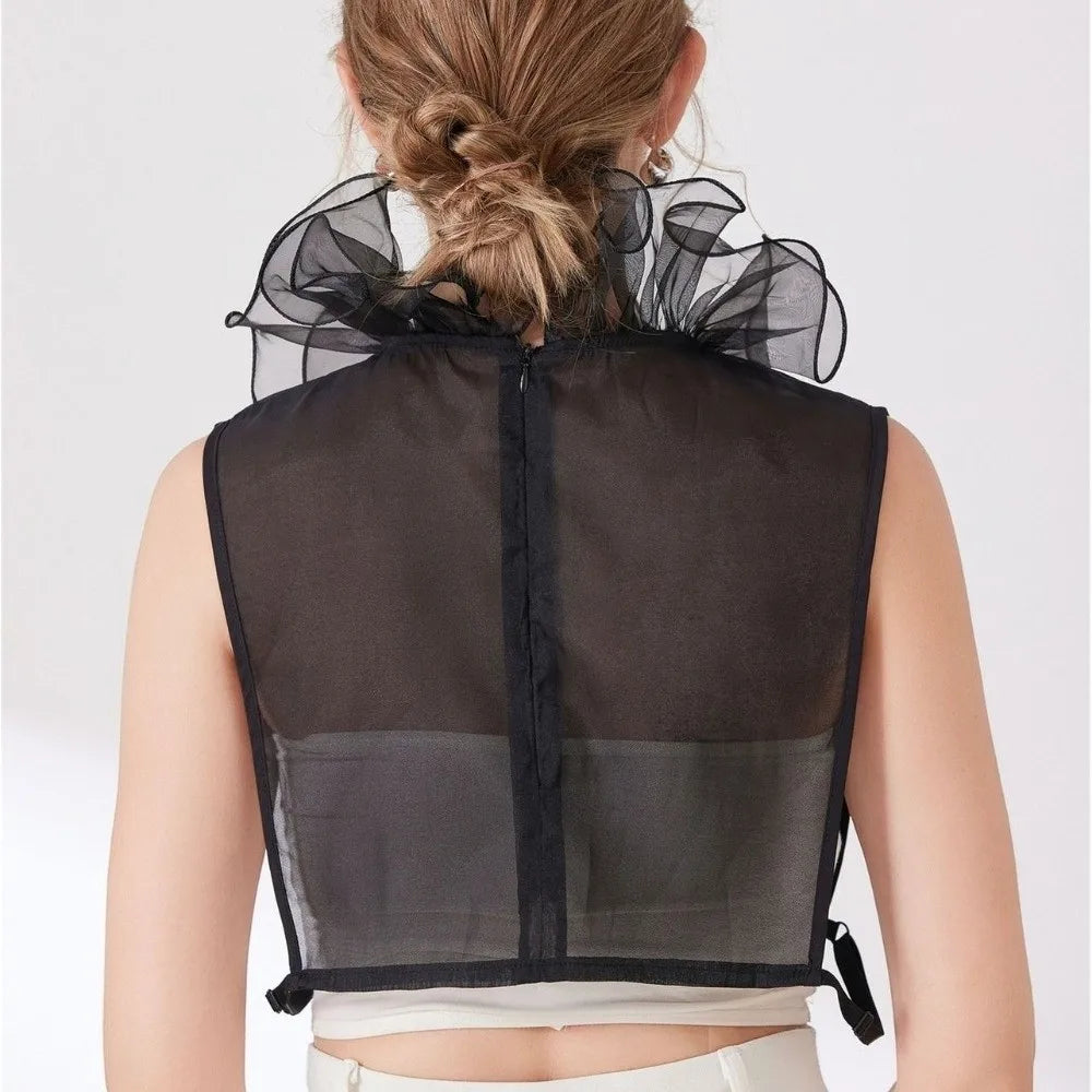 Detachable Lace False Collar & Ruffle Cuffs – Polyester Neckpiece