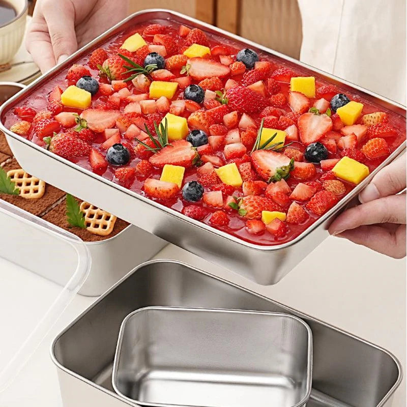 Stainless Steel Tiramisu Mold & Rectangular Cake Pan with Lid
