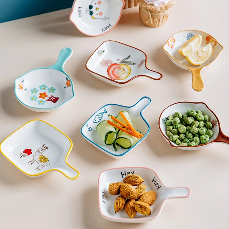 Cute Cartoon Ceramic Handle Plate – Mini Serving Dish Ceramic Serving Plate Nixie