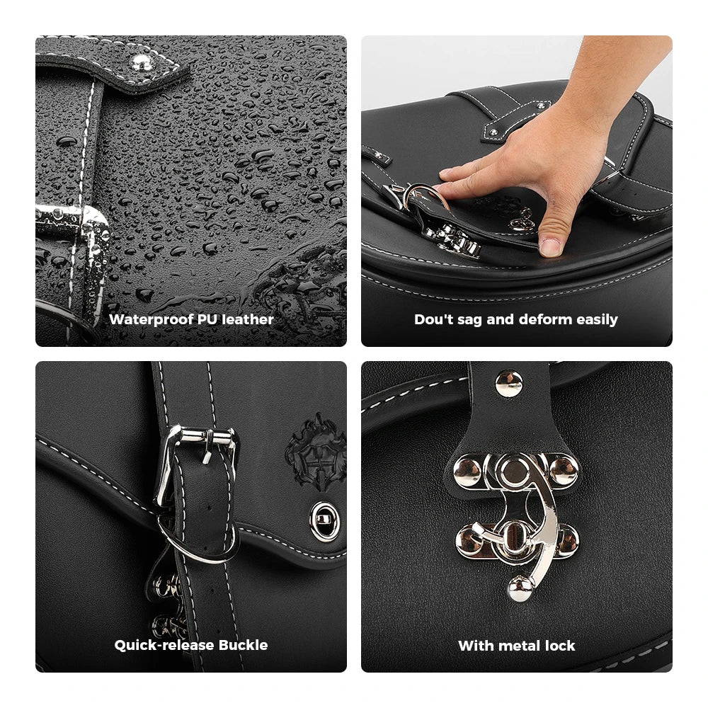 Motorcycle PU Leather Saddlebag | Waterproof Side Storage Bag Motorcycle Saddlebag Nixie