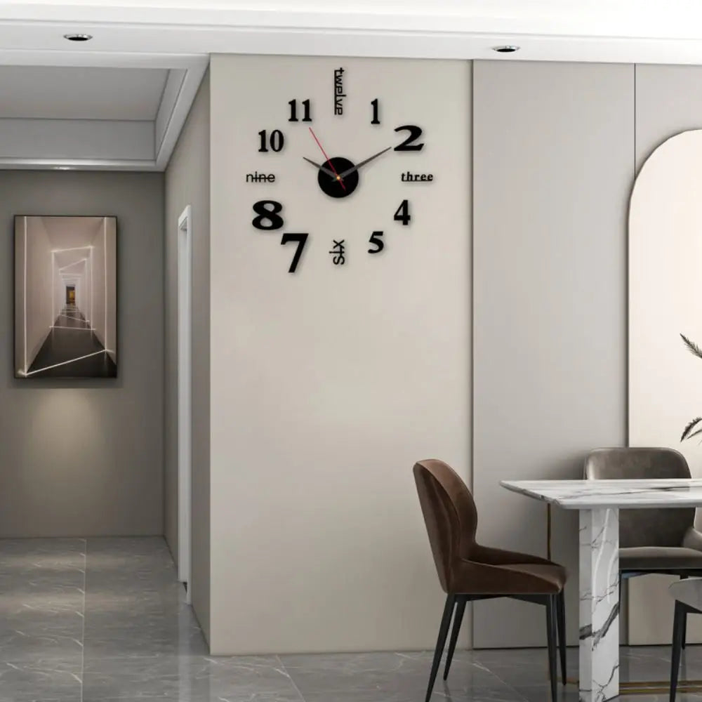 DIY Frameless Acrylic Wall Clock Modern Night Light Home Decor