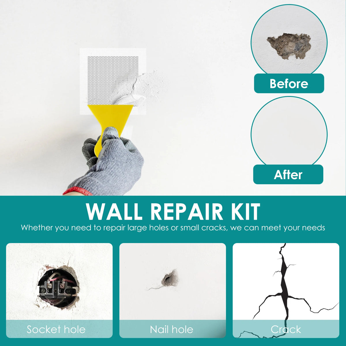 21-Piece Drywall Repair Kit – Fiberglass Mesh Patches 2–8 in Drywall Repair Kit Nixie